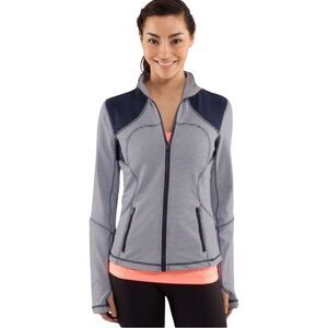 Lululemon Forme Jacket Navy Inkwell Gingham Size 6